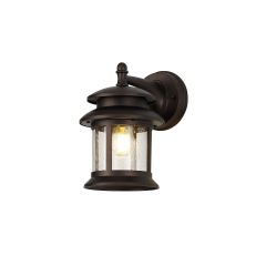 Garsdon Bronze Outdoor Wall Light With Seeded Glass