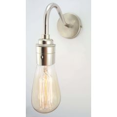 Nickel Curved Arm Wall Light With Plain Lampholder - Barton