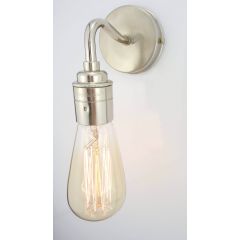 Nickel Small Curve Arm Wall Light With Plain Lampholder - Pathlow