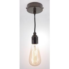 Wixford Pendant In Old English Brass With Black Flex